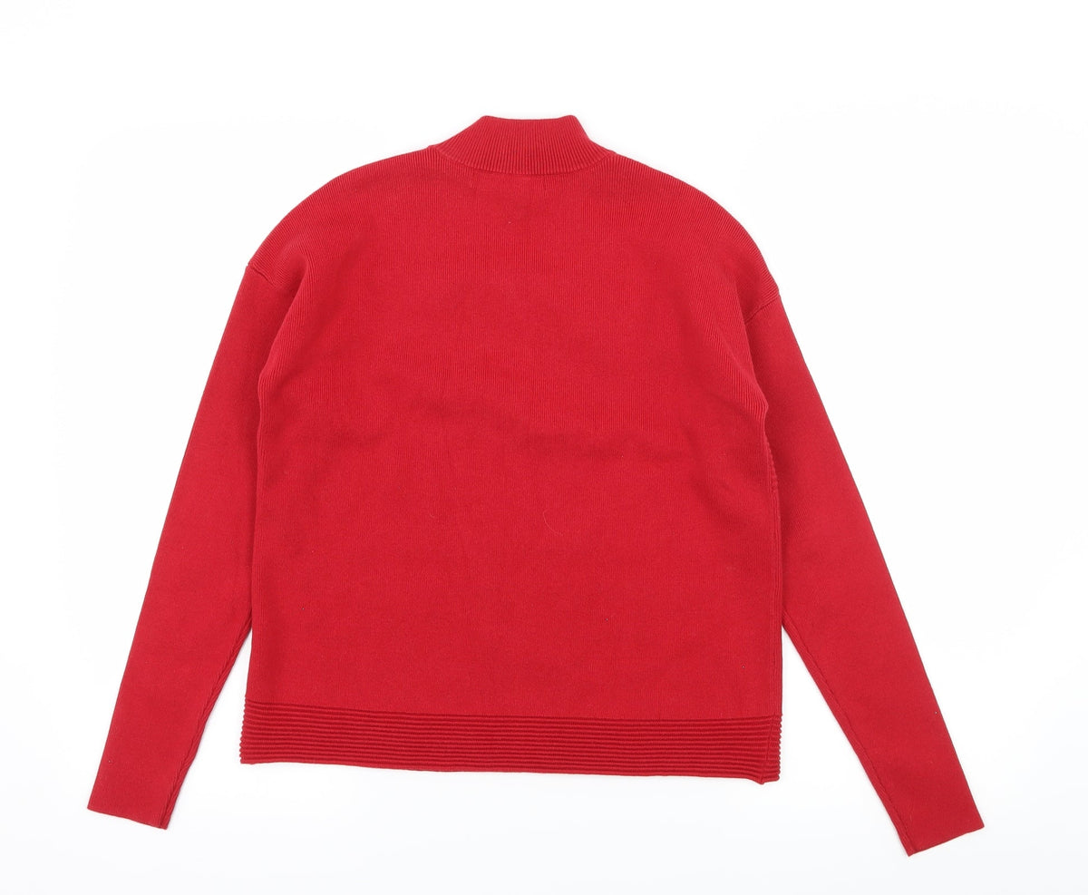 Back view of Very women’s red knit jumper, size UK 8