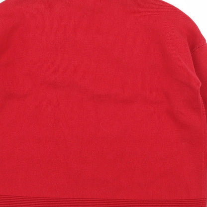 Brand and care label for Very women’s red knit jumper, size UK 8