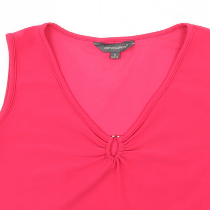 Atmosphere Womens Pink Striped Jersey Basic Tank Size 14