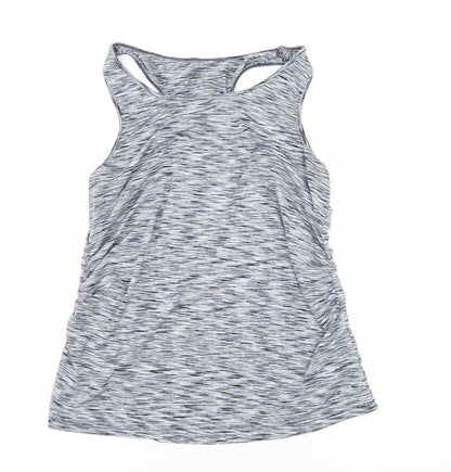 Front view of South Luxe women’s blue striped jersey basic tank, size L