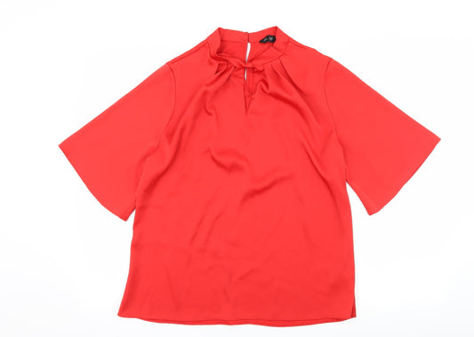 F&F Womens Red  Satin Basic Blouse Size 14