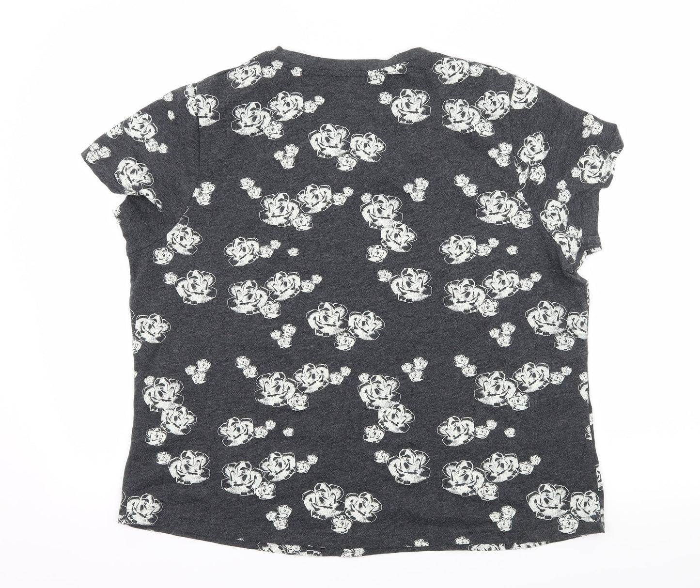 Very Womens Grey Floral Jersey Top Pyjama Top Size 18