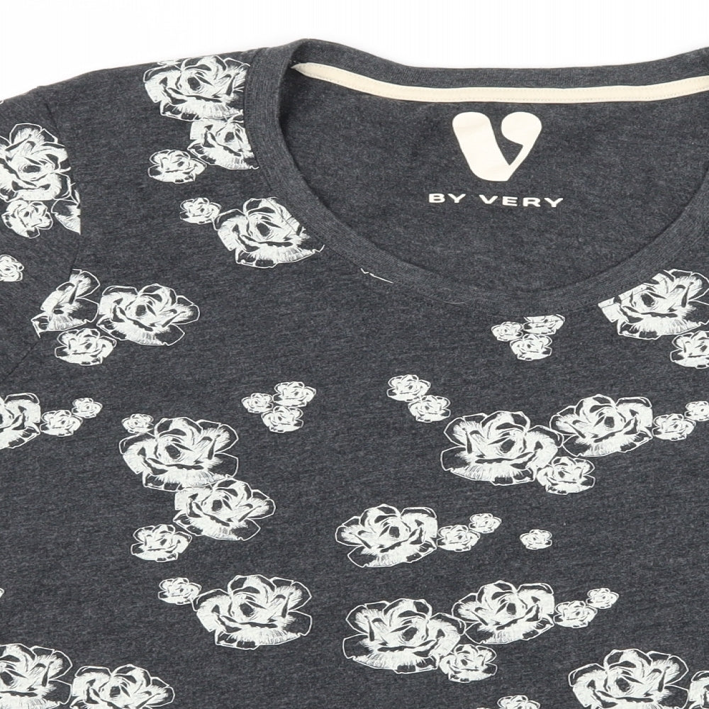 Very Womens Grey Floral Jersey Top Pyjama Top Size 18