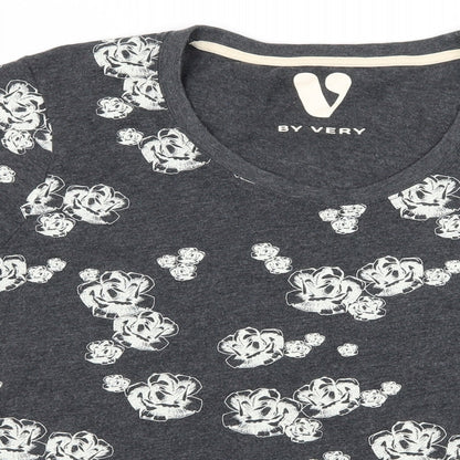 Very Womens Grey Floral Jersey Top Pyjama Top Size 18