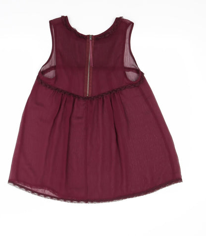 Womens UK Size 8 Topshop Red Basic Blouse