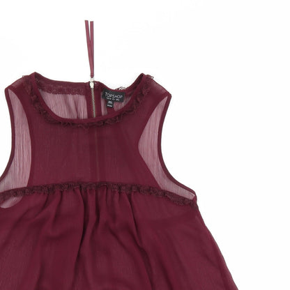 Womens UK Size 8 Topshop Red Basic Blouse