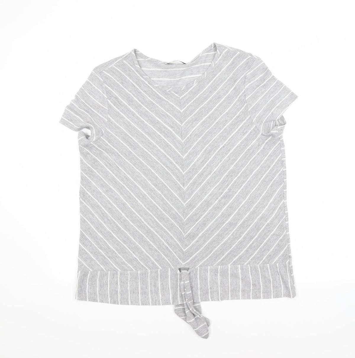 Additional front view of George women’s grey striped jumper, size UK 16