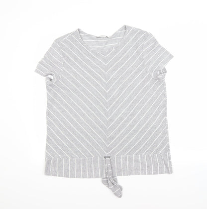 Additional front view of George women’s grey striped jumper, size UK 16