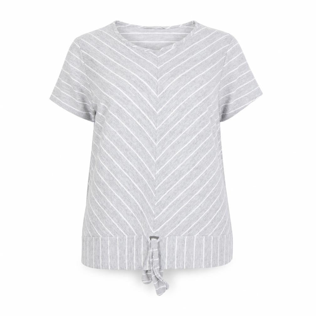 Front view of George women’s grey striped jumper, size UK 16