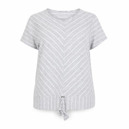 Front view of George women’s grey striped jumper, size UK 16