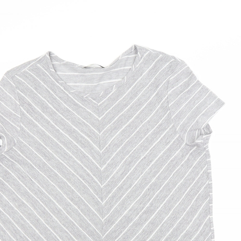 Close-up detail of George women’s grey striped jumper, size UK 16