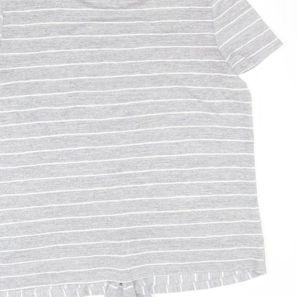 Brand and care label for George women’s grey striped jumper, size UK 16