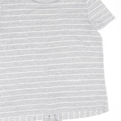 Brand and care label for George women’s grey striped jumper, size UK 16