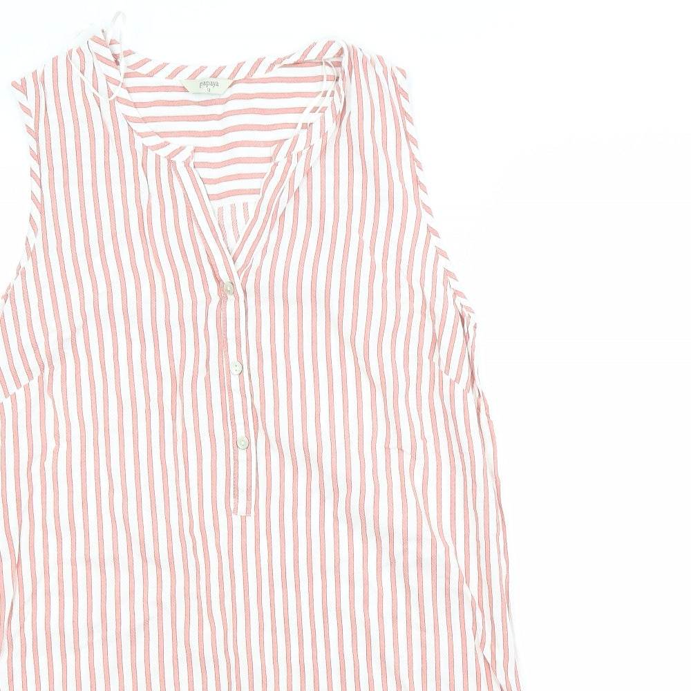Womens UK Size 12 Papaya Red Basic Button-Up