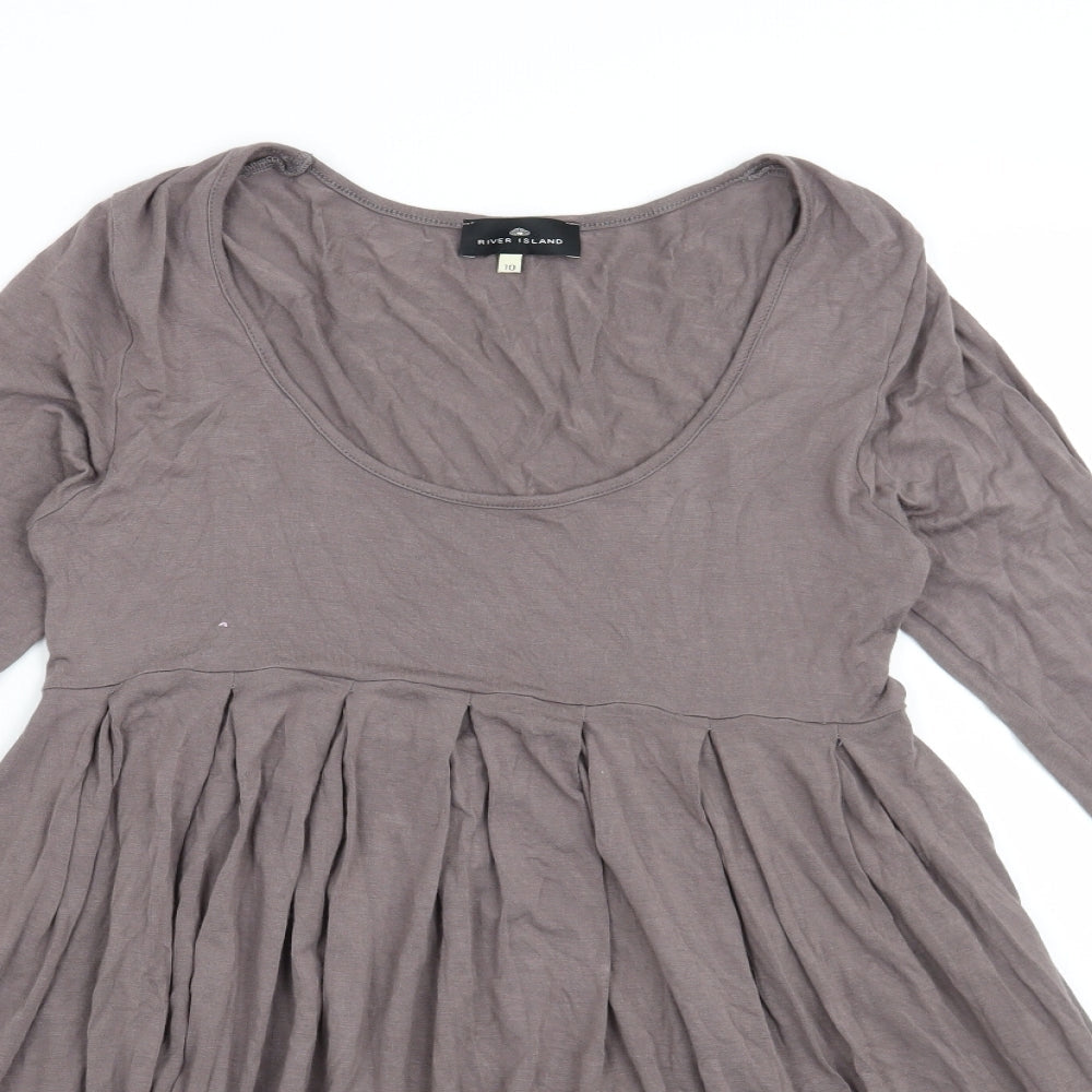 Womens UK Size 10 River Island Grey Basic Blouse