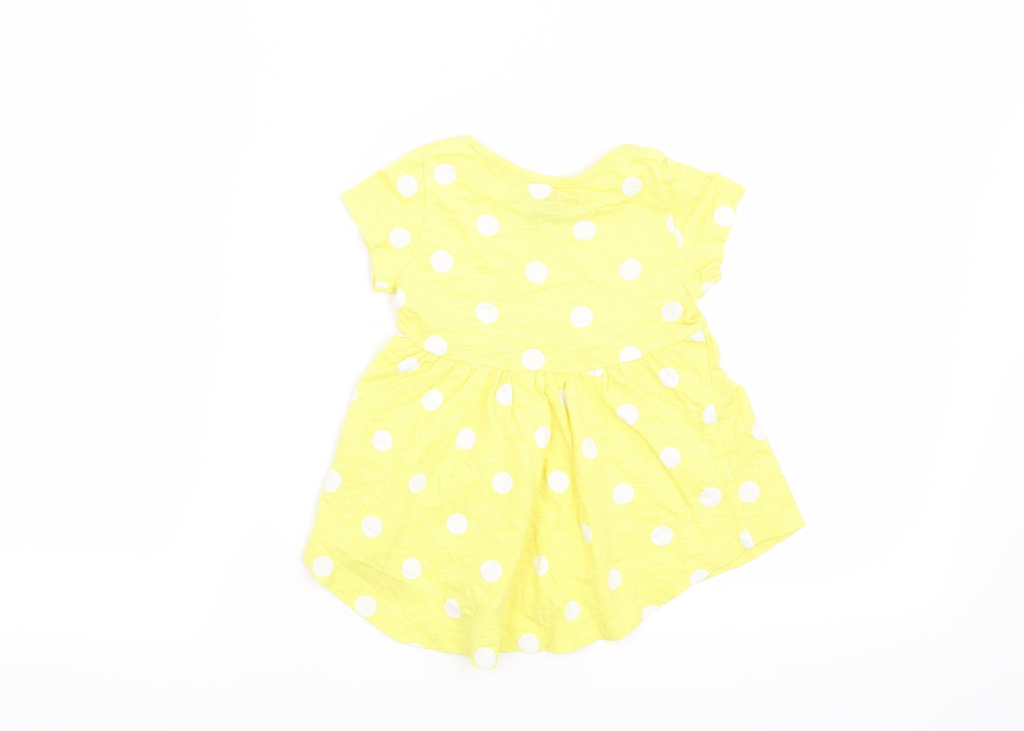 NEXT Girls Yellow Polka Dot  T-Shirt Dress  Size 6-9 Months