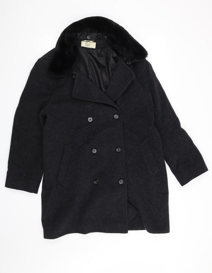 Womens UK Size 14 Klass Black Overcoat