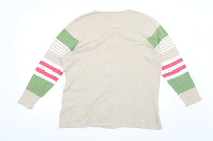 Text Womens Beige Striped  Cardigan Jumper Size XL