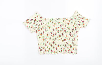 Topshop Womens Yellow Floral  Basic Blouse Size 10
