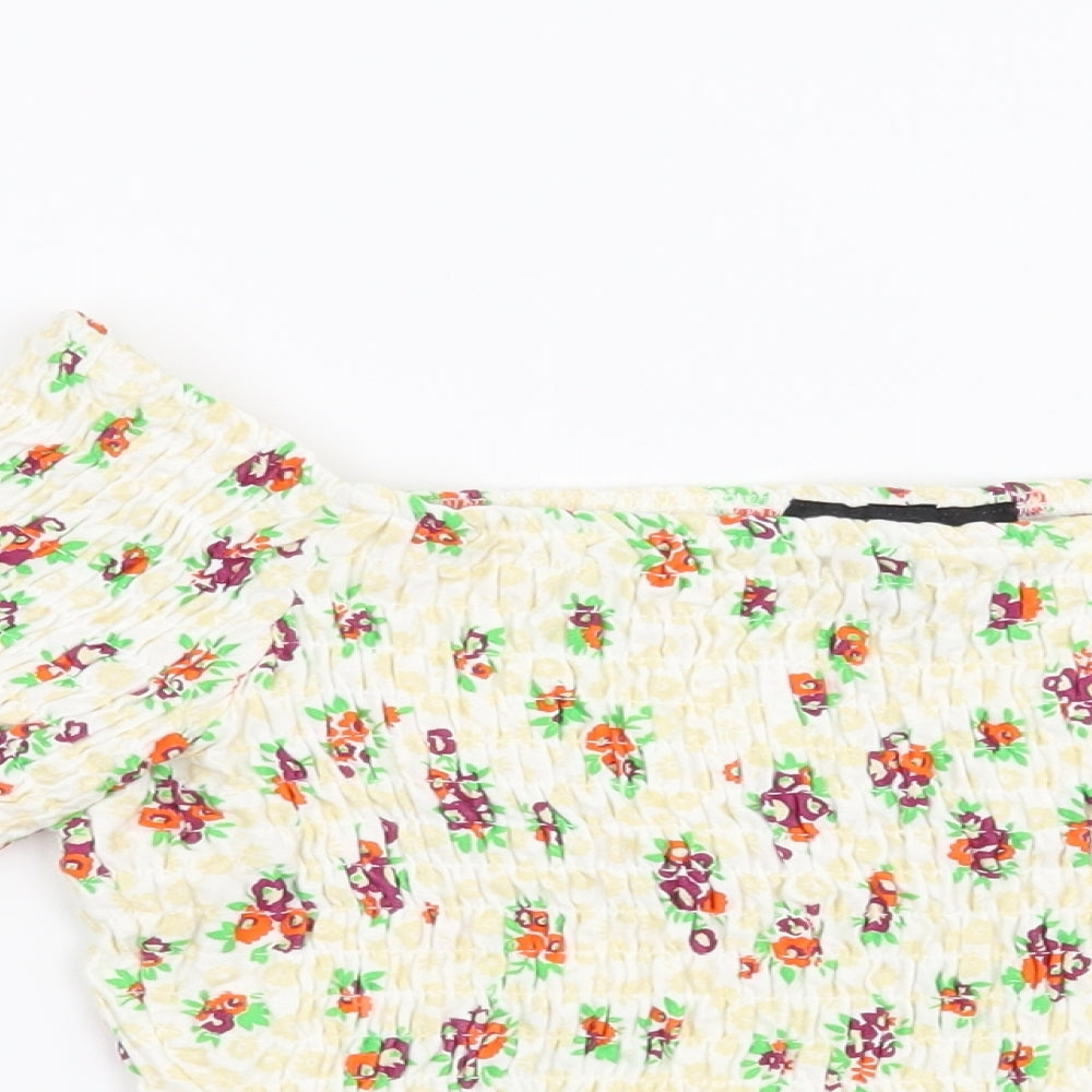 Topshop Womens Yellow Floral  Basic Blouse Size 10