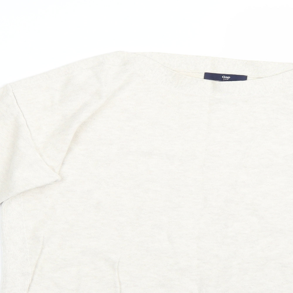 Close-up detail of Gap women’s beige jumper, size XS