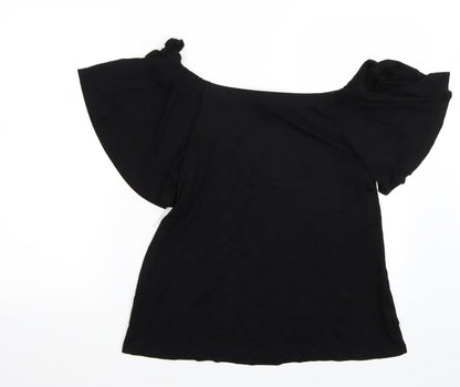 Womens UK Size 12 F&F Black Basic T-Shirt