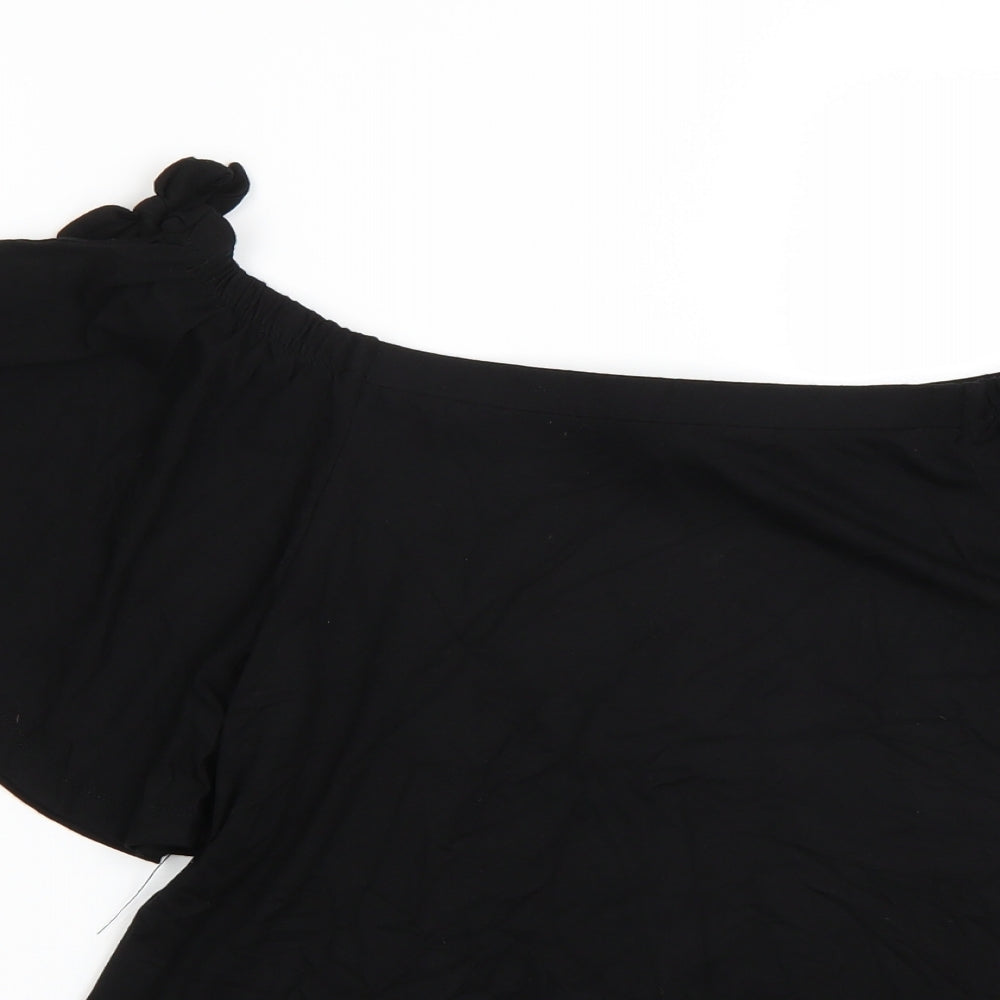 Womens UK Size 12 F&F Black Basic T-Shirt