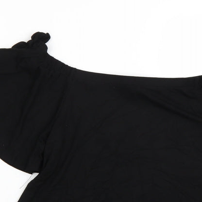 Womens UK Size 12 F&F Black Basic T-Shirt