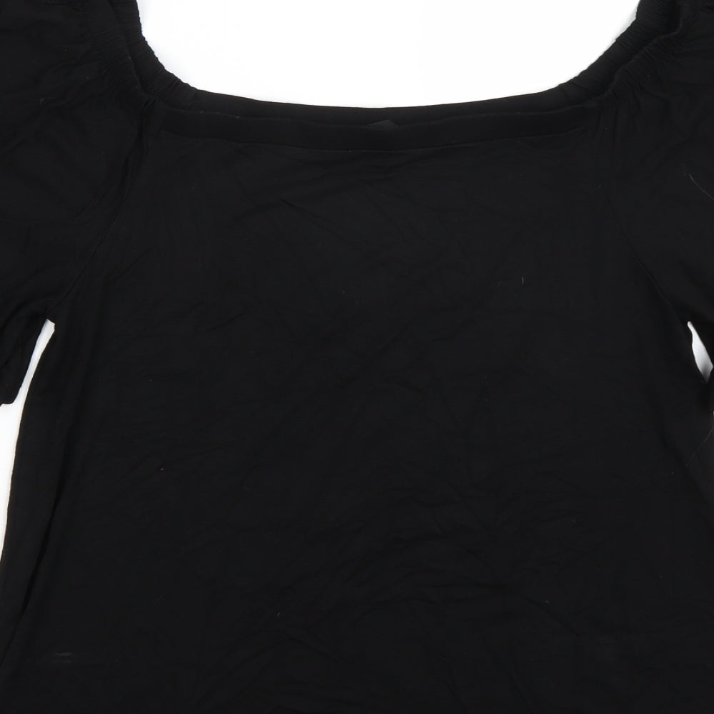 Womens UK Size 12 F&F Black Basic T-Shirt