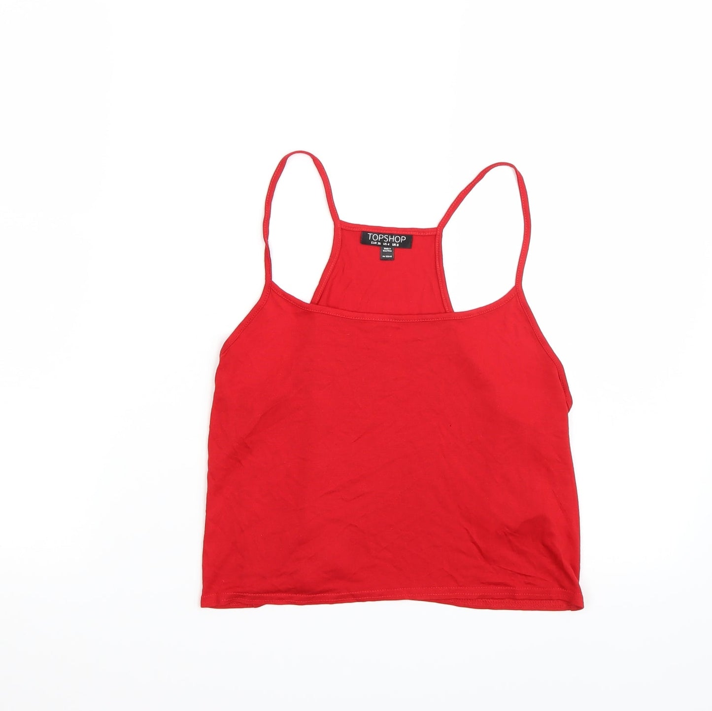 Womens UK Size 8 Topshop Red Cropped Tank