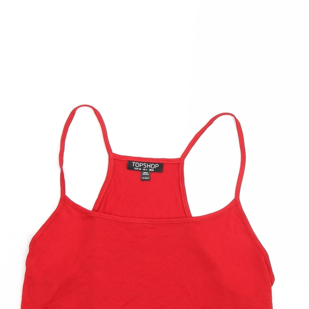 Womens UK Size 8 Topshop Red Cropped Tank