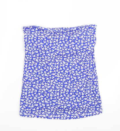 Matalan Womens Blue Floral  Basic T-Shirt Size 10