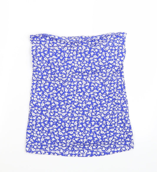 Matalan Womens Blue Floral  Basic T-Shirt Size 10
