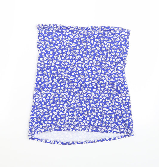 Matalan Womens Blue Floral  Basic T-Shirt Size 10