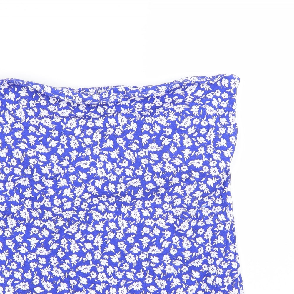 Matalan Womens Blue Floral  Basic T-Shirt Size 10