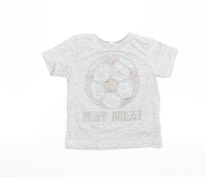 Additional front view of H&M boys’ grey batik rayon basic t-shirt, size 5, years