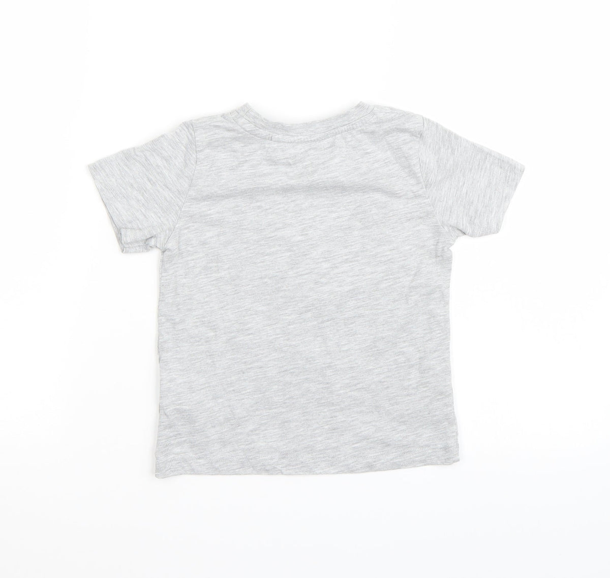 Back view of H&M boys’ grey batik rayon basic t-shirt, size 5, years