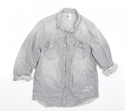 H&M Womens Grey   Basic Button-Up Size M