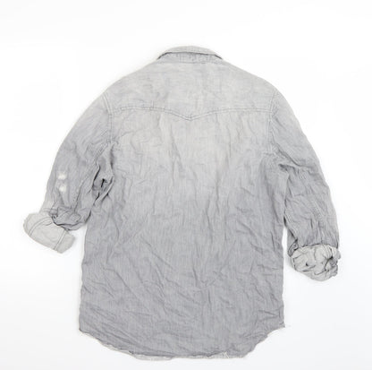 H&M Womens Grey   Basic Button-Up Size M