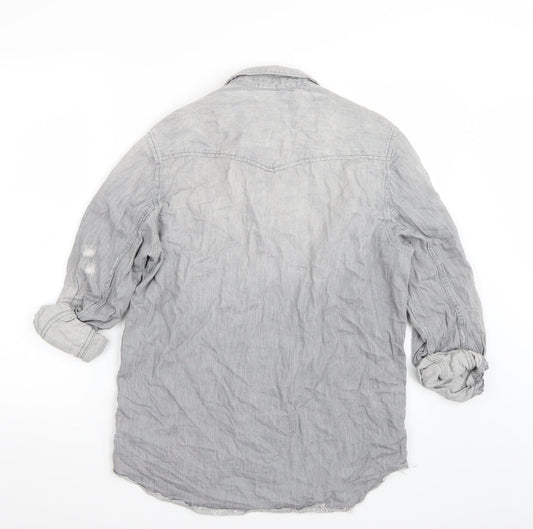 H&M Womens Grey   Basic Button-Up Size M