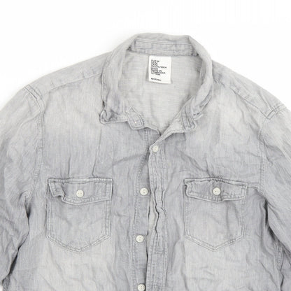 H&M Womens Grey   Basic Button-Up Size M