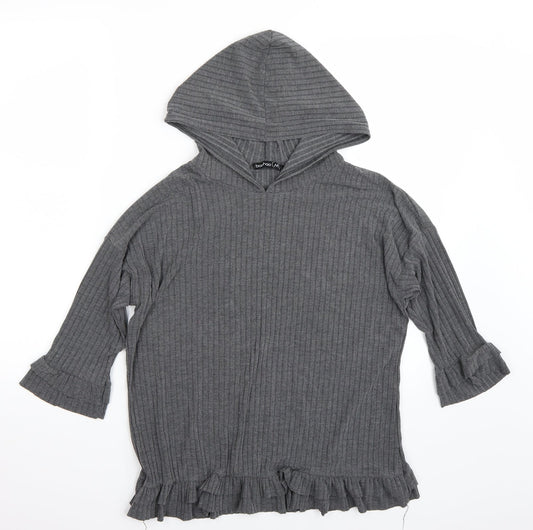 Boohoo Womens Grey   Pullover Hoodie Size S