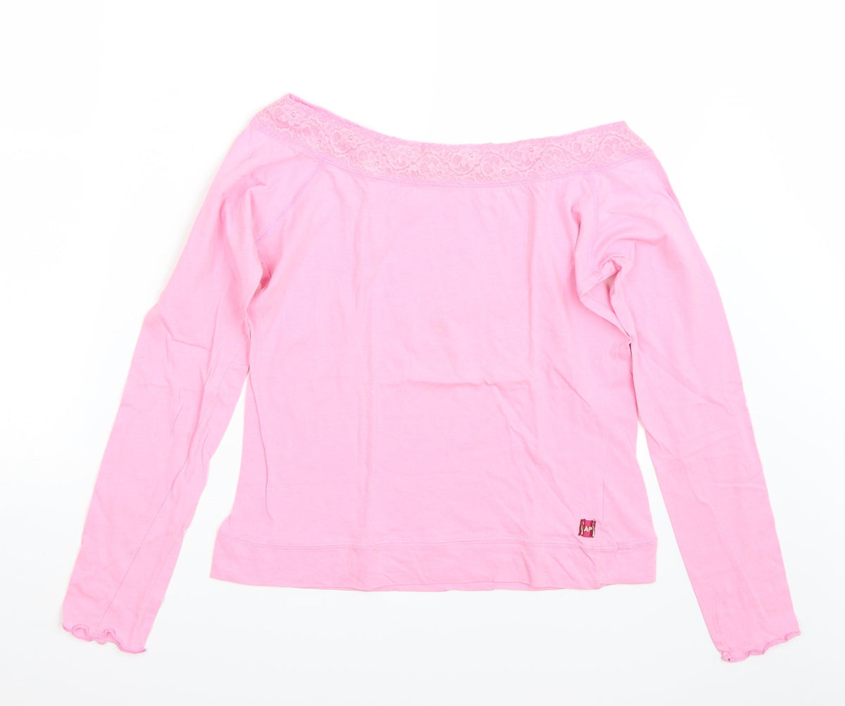 Front view of Ap women’s pink basic t-shirt, size UK 2