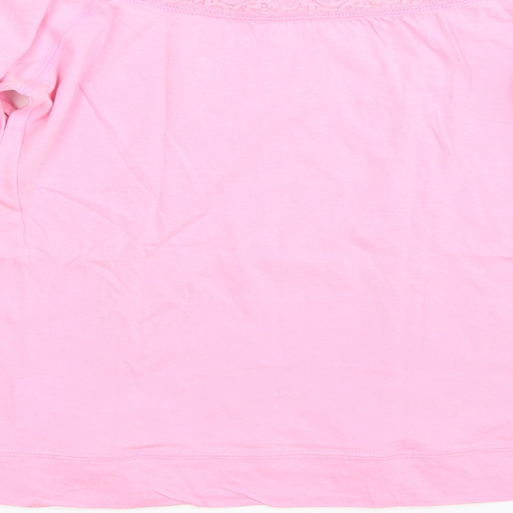 Brand and care label for Ap women’s pink basic t-shirt, size UK 2