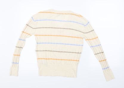 Marks and Spencer Womens Beige Striped Knit Pullover Jumper Size S