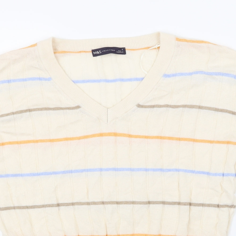Marks and Spencer Womens Beige Striped Knit Pullover Jumper Size S