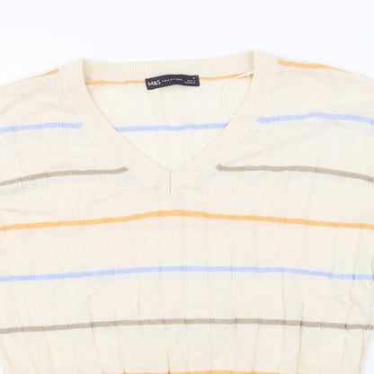 Marks and Spencer Womens Beige Striped Knit Pullover Jumper Size S