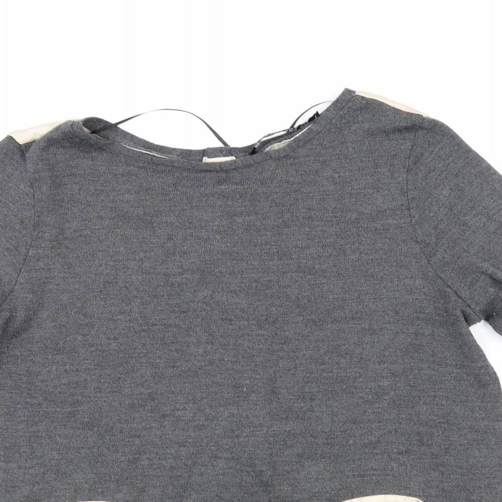 Womens UK Size M Zara Grey Basic T-Shirt