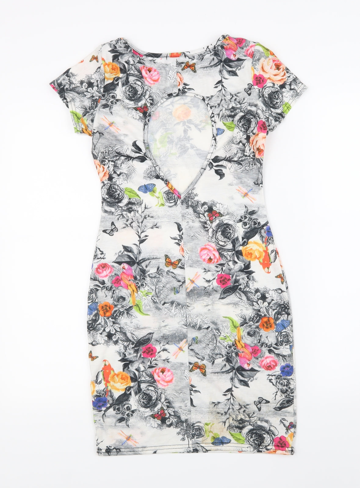 Aislinn Womens White Floral  Bodycon  Size S