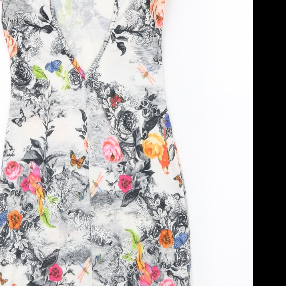 Aislinn Womens White Floral  Bodycon  Size S